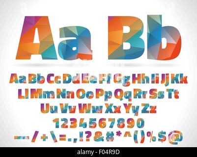 low poly style alphabet letters isolated on white background Stock Vector