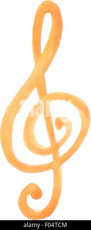 watercolor treble clef g on white Stock Vector