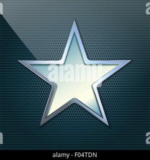 vector illustration of chrome star on grid background Stock Vector