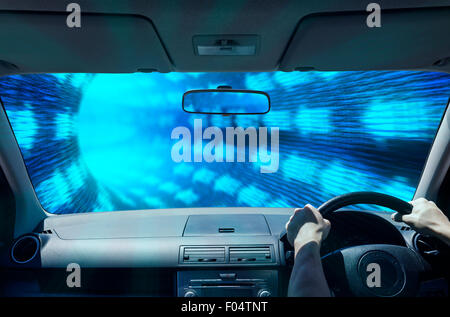 Driving in a digital tunnel Stock Photo