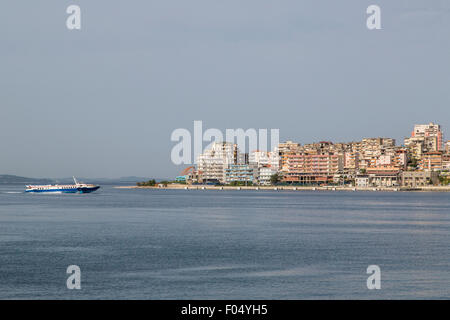 The bay of Saranda or Sarandë, Albania Stock Photo