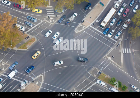 Top down view of an intersection Stock Photo