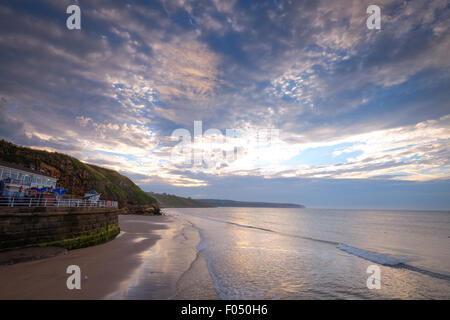 Whitby beach at Dusk, Whitby, North Yorkshire, UK Stock Photo