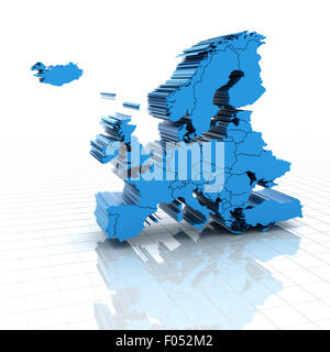 Extruded map of Europe Stock Photo