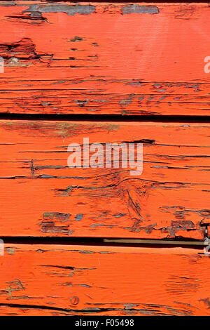 Weathered red wood / Painted boards Stock Photo