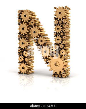 Alphabet N formed by gears Stock Photo