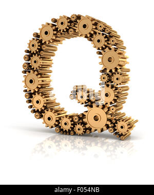 Alphabet Q formed by gears Stock Photo
