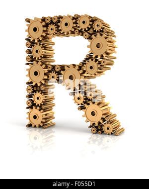 Alphabet R formed by gears Stock Photo