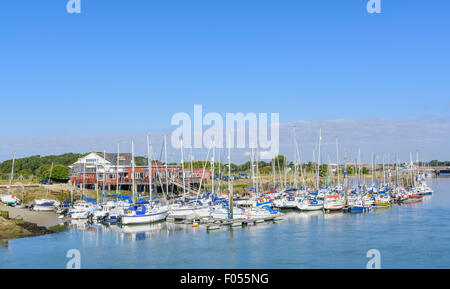 Arun Yacht Club and sailing boats on the River Arun at Littlehampton, West Sussex, England, UK. Stock Photo