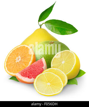 Beautiful citrus fruits isolated on white Stock Photo