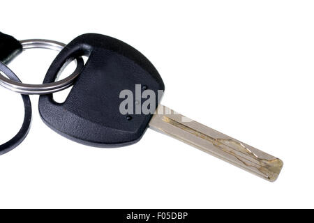 Macro shot of a regular car key isolated on white Stock Photo