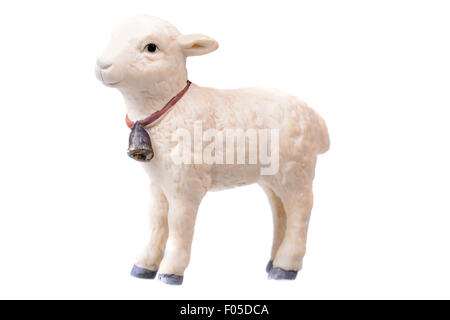 Small little lamb figurine isolated on White Stock Photo