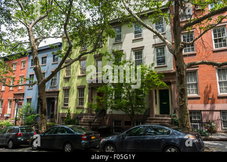New York City, USA, Street Scenes, Brooklyn Heights Historic District, Brown stone Apartment Buildings, vintage usa street scene new yorkers buildings Stock Photo