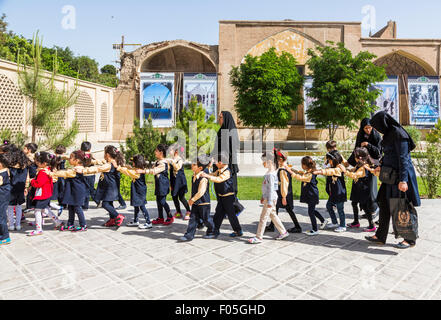school children on field trip, Isfahan, Iran Stock Photo