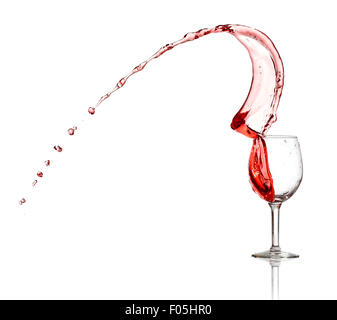 Red wine splash from a glass isolated on white background Stock Photo