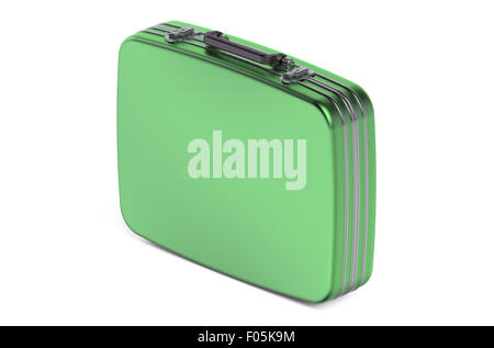 green suitcase isolated on white background Stock Photo