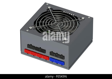 Black Modular power supply Unit isolated on white background Stock Photo