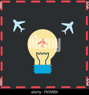 Planes and light bulb. flat icons Stock Vector