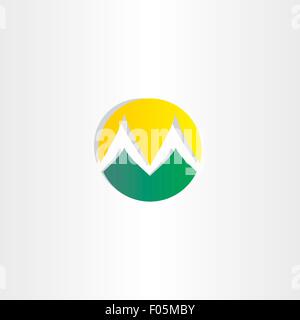 mountains and sun logo letter m icon design Stock Vector