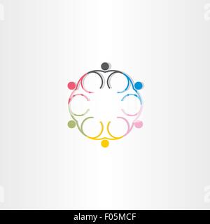 people circle color icon vector line symbol design Stock Vector