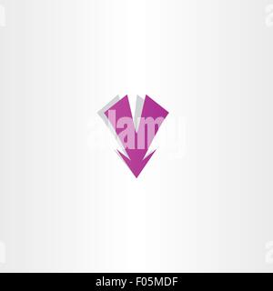 purple arrow down letter v icon design Stock Vector
