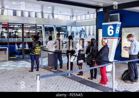 Cape Town South Africa,City Centre,Civic Centre Station,MyCiTi bus,stop,passenger passengers rider riders,waiting line,queue,SAfri150310107 Stock Photo