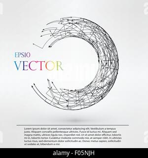 Wireframe logo polygonal element. Torus with connected lines and dots. Vector Illustration EPS10. Stock Vector