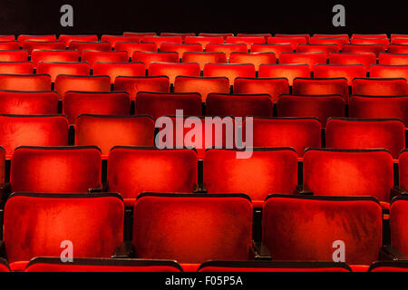 Dramatic red seating in a smaller theatre at the Chan Centre for the Performing Arts, Vancouver, Canada Stock Photo