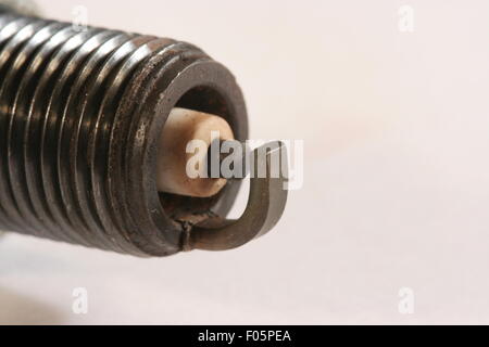 Macro shot of a spark plug isolated Stock Photo