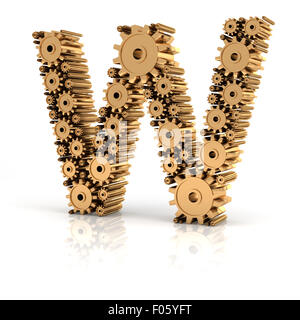 Alphabet W formed by gears Stock Photo