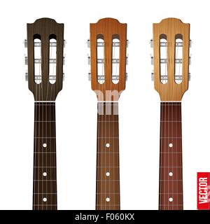 Set of Guitar neck fretboard and headstock Stock Vector