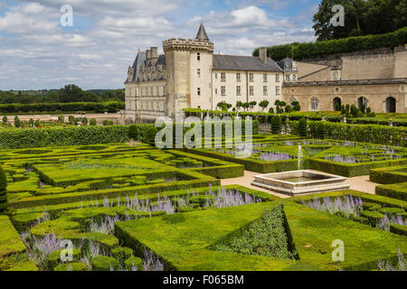 The castle gardens of Chateau de Villandry in Indre-et-Loir, France Stock Photo