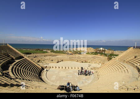 King Herod's theater, built between 22-10 BC, in Caesarea National Park on Israel’s central Mediterranean coast Stock Photo