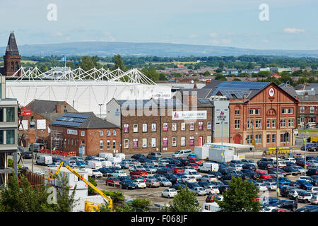 Warrington Skyline view one the shopping centre town in Cheshire uk Stock Photo