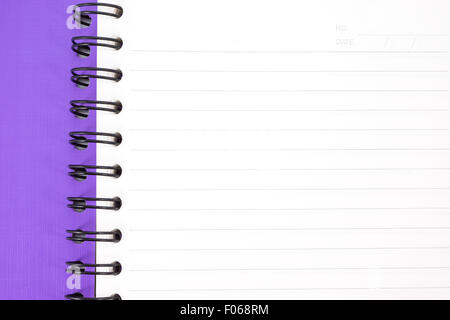 Purple notebook on white background Stock Photo