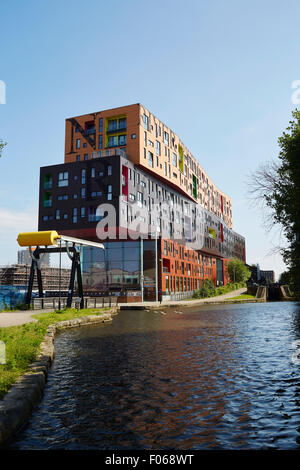 The 2009 Chips is a residential apartment building, alongside the Ashton Canal, in New Islington, Manchester, England. Historica Stock Photo