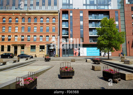 Ice Plant Building, c1860 and Cutting Room Square in  Manchester, England. Historically part of Ancoats, the building is part of Stock Photo