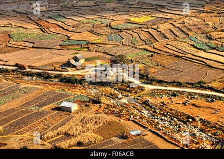 terraced farmland in Nepal Stock Photo