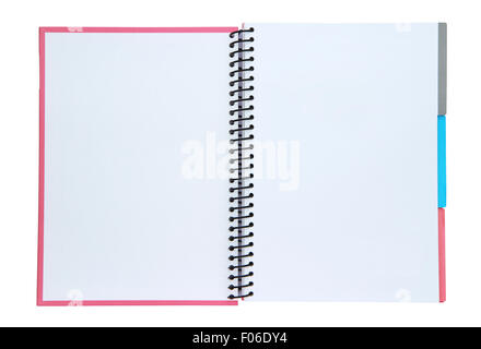 Opened notebook isolated on white background Stock Photo