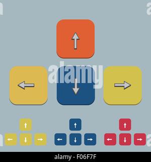Vector keyboard arrow set on gray. Stock Vector