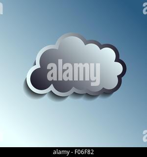 Realistic metal button - cloud icon. Vector illustration. Stock Vector