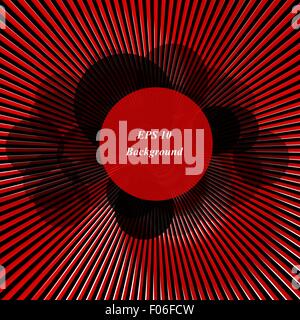 Vector retro pockmarked background with beams. Also with stylized clouds in the center for the text. Red colored rays. Stock Vector
