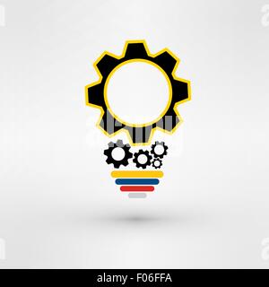 light bulb with gears and cogs working together, idea concept Stock Vector