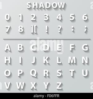 Flat font with long shadow effect. Vector illustration. Stock Vector