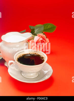 Oriental serve of coffee in red ambient Stock Photo