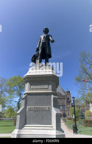 Sir John A, MacDonald's statue in Queen's Park, Toronto.  One of the founders of Canada in 1867 Stock Photo