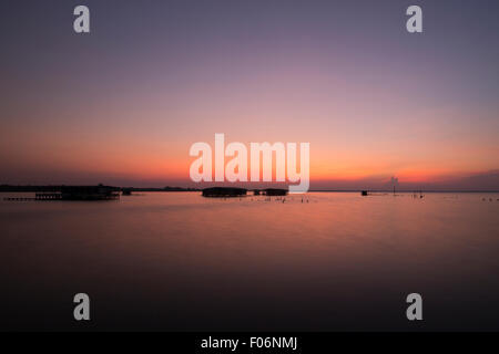 Panoramic view of the sunset on the Lake Maracaibo, Venezuela Stock Photo