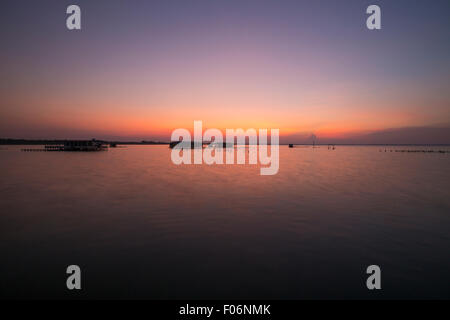 Panoramic view of the sunset on the Lake Maracaibo, Venezuela Stock Photo