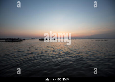 Panoramic view of the sunset on the Lake Maracaibo, Venezuela Stock Photo