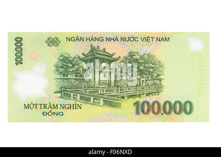 One hundred thousand vietnamese Dong banknote on a white background Stock Photo